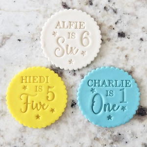 CUSTOM Pick Your Name Age with Stars Cookie Biscuit Stamp Personalised (Fits M&S) Fondant Cake Decorating Icing Cupcakes Stencil Birthday