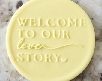 Welcome To Our Love Story Embosser Cookie Biscuit Stamp Fondant Cake Decorating Icing Cupcakes Wedding Stencil