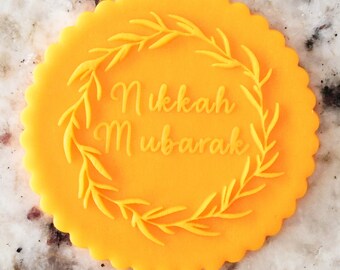 Nikkah Mubarak POPup Embosser Cookie Biscuit Stamp Fondant Cake Decorating Icing Cupcakes Stencil