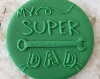 My Super Dad POPup Embosser Stamp Fondant Cake Decorating Icing Fathers Day