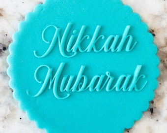 Nikkah Mubarak Biscuit Cookie POPup Embosser Stamp Fondant Cake Decorating Icing Cupcakes Stencil Islamic Wedding