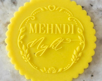 Mehndi Noche con corona de rosas galleta galleta POPup estampador sello fondant pastel decoración glaseado cupcakes plantilla hindú indio