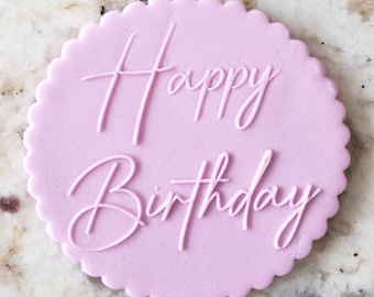 Happy Birthday 3 POPup Embosser Cookie Biscuit Stamp Fondant Cake Decorating Icing Cupcakes Stencil