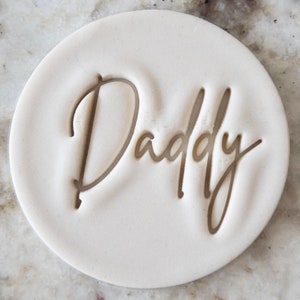 Daddy Script Cookie Biscuit Stamp Fondant Cake Decorating Icing Cupcakes Stencil Fathers Day
