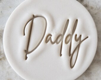 Daddy Script Cookie Biscuit Stamp Fondant Cake Decorating Icing Cupcakes Stencil Fathers Day