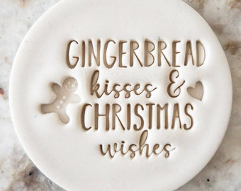 Besos de jengibre y deseos navideños Galletas Sellos de galletas Fondant Decoración de pasteles Glaseado Cupcakes Plantilla Navidad