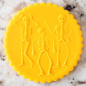 Dancing Skeletons POPup Embosser Cookie Biscuit Stamp Fondant Cake Decorating Icing Cupcakes Stencil Halloween