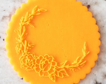 Floral Detail 2 Embosser Cookie Biscuit Stamp Fondant Cake Decorating Icing Cupcakes Stencil