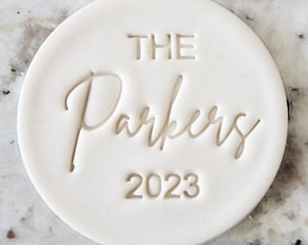 CUSTOM The Name And Year Cookie Biscuit Stamp Fondant Cake Decorating Icing Cupcakes Stencil Wedding Clay