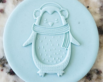 Cute Penguin POPup Embosser Cookie Biscuit Stamp Fondant Cake Decorating Icing Cupcakes Stencil Christmas
