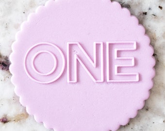 ONE Birthday POPup Embosser Cookie Biscuit Stamp Fondant Cake Decorating Icing Cupcakes Stencil