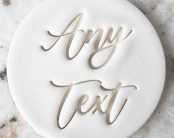 CUSTOM Any Text 3 Cookie Biscuit Stamp Fondant Cake Decorating Icing Cupcakes Stencil Wedding Clay