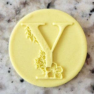 Letra del alfabeto floral Y POPup Embosser Stamp Fondant Cake Decorating Glaseado Cupcakes Galleta Plantilla de galleta