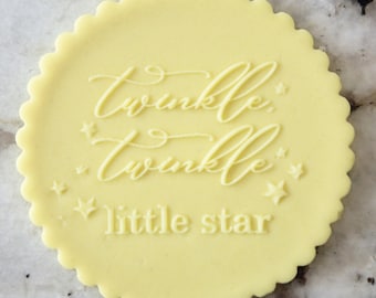Twinkle Twinkle Little Star Script POPup Embosser Cookie Biscuit Stamp Fondant Cake Decorating Icing Cupcakes Stencil