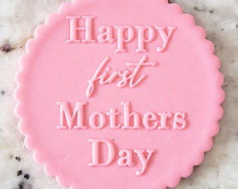 Happy First Mothers Day POPup Embosser Cookie Biscuit Stamp Fondant Cake Decorating Icing Cupcakes Stencil Mum Mom