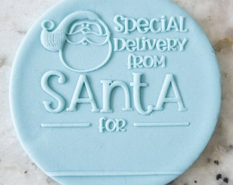 Special Delivery From Santa To POPup Embosser Cookie Biscuit Stamp Fondant Cake Decorating Icing Cupcakes Stencil Christmas