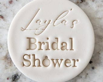 CUSTOM Bridal Shower Name Cookie Biscuit Stamp Fondant Cake Decorating Icing Cupcakes Stencil Wedding Clay