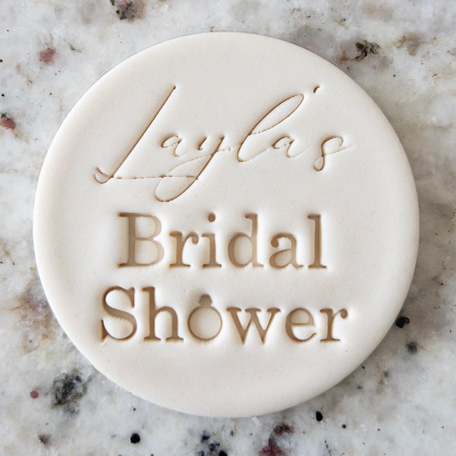 CUSTOM Bridal Shower Name Cookie Biscuit Stamp (Fits M&S) Personalised Fondant Cake Decorating Icing Cupcakes Stencil Wedding Clay