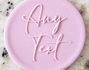 CUSTOM Any Text 2 Biscuit Cookie POPup Embosser Stamp Fondant Cake Decorating Icing Stencil Clay