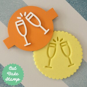 Verres à Champagne Biscuit Biscuit Embosseur Timbre Célébration Fondant Gâteau Décoration Glaçage