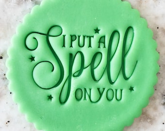 I Put a Spell On You Cookie Biscuit Stamp Fondant Cake Decorating Icing Cupcakes Stencil Halloween