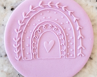 Boho Rainbow POPup Embosser Cookie Biscuit Stamp Fondant Cake Decorating Icing Cupcakes Stencil