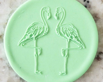 Flamingo Twin Animal POPup Embosser Cookie Biscuit Stamp Fondant Cake Decorating Icing Cupcakes Clay Stencil