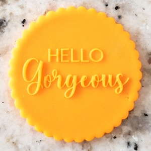 Hello Gorgeous POPup Embosser Cookie Biscuit Stamp Fondant Cake Decorating Icing Cupcakes Stencil