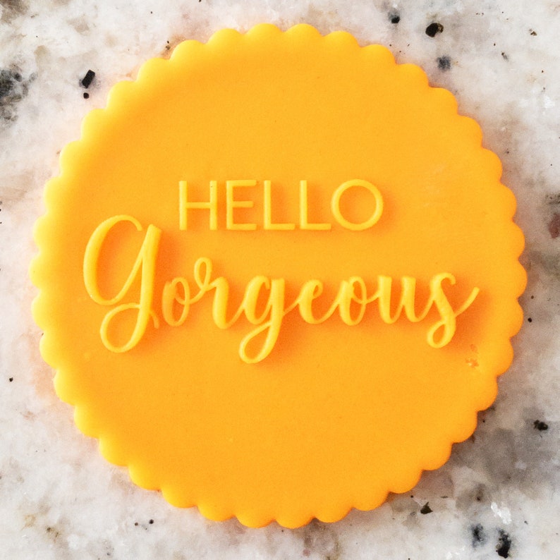 Hello Gorgeous POPup Embosser Cookie Biscuit Stamp Fondant Cake Decorating Icing Cupcakes Stencil image 1
