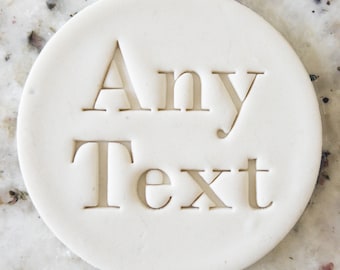 CUSTOM Any Text Cookie Biscuit Stamp Fondant Cake Decorating Icing Cupcakes Stencil Wedding Clay