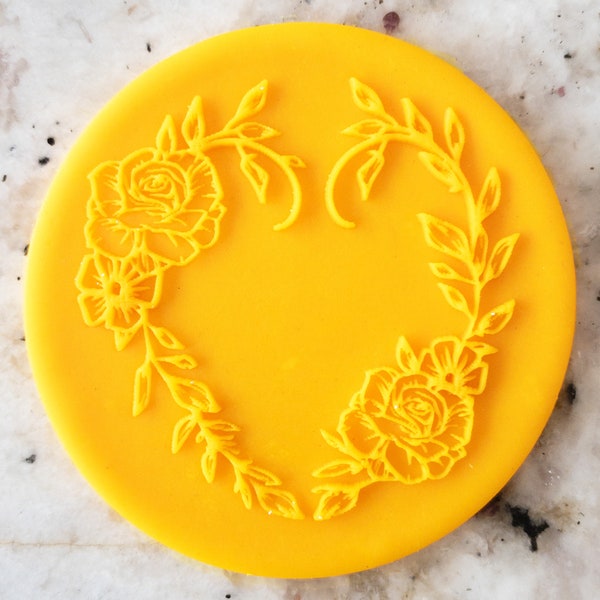 Floral Heart Embosser Cookie Biscuit POPup Stamp Fondant Cake Decorating Icing Cupcakes Stencil