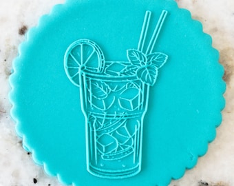Cocktail 4 Summer POPup Embosser Cookie Biscuit Stamp Fondant Cake Decorating Icing Cupcakes Stencil Mojito