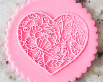 Florales Detail Herz POPup Embosser Keks Keks stempel Fondant Cake Decorating Icing Cupcakes Schablone Valentinstag