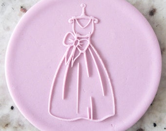 Dress with Bow POPup Embosser Cookie Biscuit Stamp Fondant Cake Decorating Icing Cupcakes Wedding Stencil