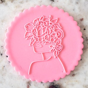 Abstract Floral Face 4 POPup Embosser Cookie Biscuit Stamp Fondant Cake Decorating Icing Cupcakes Stencil Mothers Day