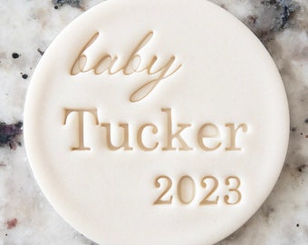CUSTOM Baby Name And Year Cookie Biscuit Stamp Fondant Cake Decorating Icing Cupcakes Stencil