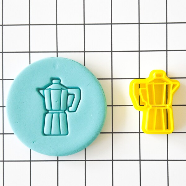 Coffee Maker Polymer Clay Cookie Biscuit Stamp Cutter Mould Fondant Jewellery Earrings Icing Cupcakes Stencil