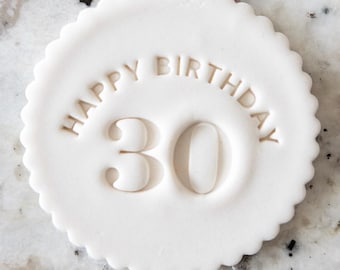 Sello de galleta con forma de feliz cumpleaños personalizado, elige tu número, para decorar tartas, fondant, glaseado, cupcakes, plantilla, arcilla, cumpleaños