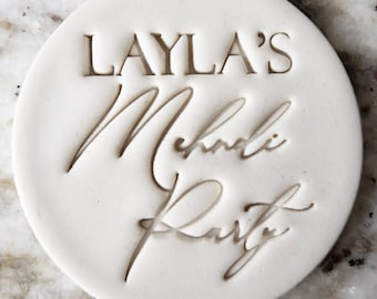 CUSTOM Name Mehndi Party Cookie Biscuit Stamp Fondant Cake Decorating Icing Cupcakes Stencil Wedding Clay Indian