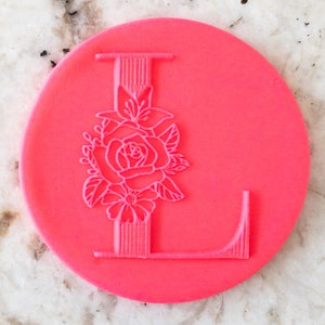 Alfabeto floral Letra L POPup Embosser Sello Fondant Cake Decorating Icing Cupcakes Cookie Biscuit Stencil