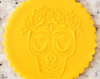 Floral Skull POPup Embosser Cookie Biscuit Stamp Fondant Cake Decorating Icing Cupcakes Stencil Halloween