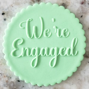 We&#39;re Engaged POPup Embosser Cookie Biscuit Stamp Fondant Cake Decorating Icing Cupcakes Stencil