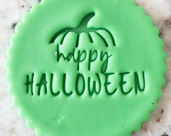 Happy Halloween with Pumpkin Cookie Biscuit Stamp Fondant Cake Decorating Icing Cupcakes Stencil