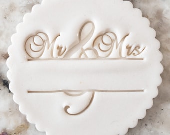 Mr & Mrs Split Cookie Biscuit Stamp Fondant Cake Decorating Icing Cupcakes Stencil