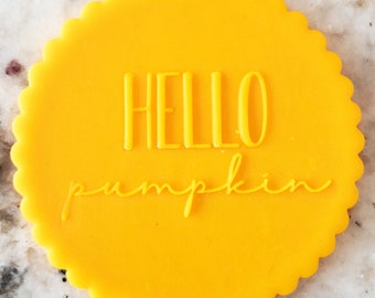 Hello Pumpkin POPup Embosser Cookie Biscuit Stamp Fondant Cake Decorating Icing Cupcakes Stencil Halloween