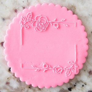 Rose Square Border POPup Embosser Cookie Biscuit Stamp Fondant Cake Decorating Icing Cupcakes Stencil Valentines Day