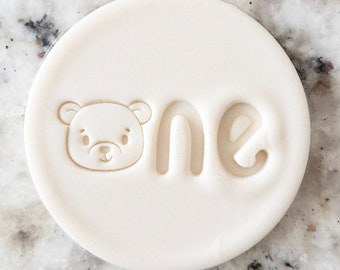 One With Teddy Bear Face Baby Cookie Biscuit Stamp Fondant Cake Decorating Icing Cupcakes Stencil Clay