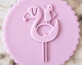 Cute Flamingo with Bird POPup Embosser Cookie Biscuit Stamp Fondant Cake Decorating Icing Cupcakes Stencil