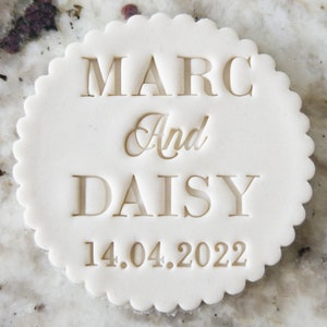 CUSTOM Wedding Names and Date Cookie Biscuit Stamp Fondant Cake Decorating Icing Cupcakes Stencil Clay