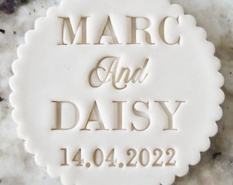 CUSTOM Wedding Names and Date Cookie Biscuit Stamp Fondant Cake Decorating Icing Cupcakes Stencil